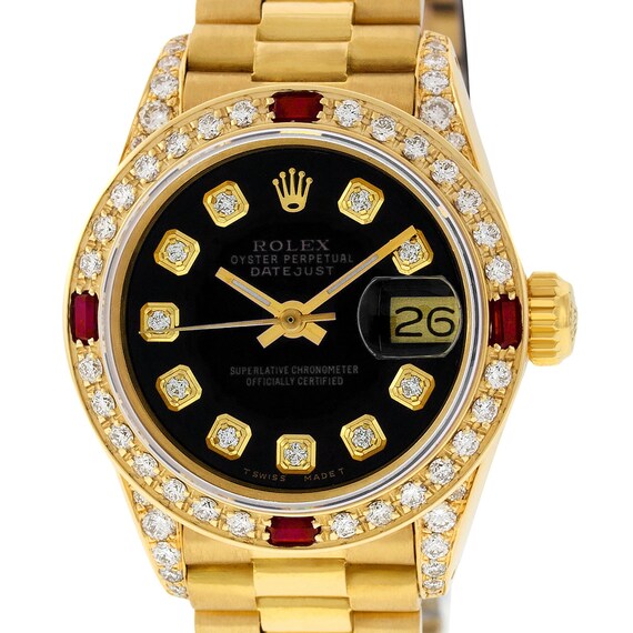 womens rolex black face with diamonds