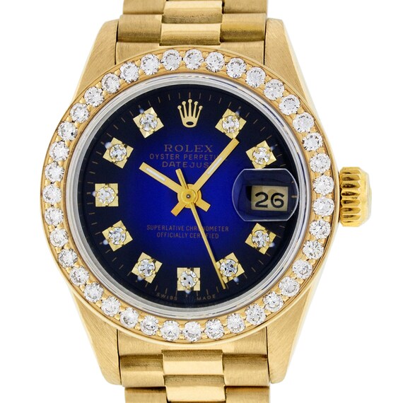 rolex watch gold and blue