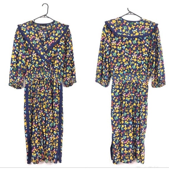 Diane Freis 100% silk blue vintage dress