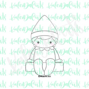 Sitting Elf Girl Solid Plaque Cookie Cutter