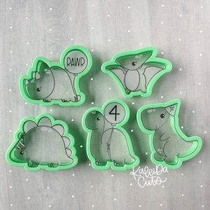 Chase&#39;s 4th Birthday Dino Cookie Cutter Set of 5