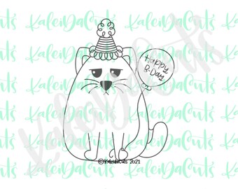 Grumpy Birthday Kitty Cookie Cutter