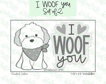 Juego de 2 cortadores de galletas "I Woof You"