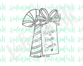 Candy Cane Tag Cookie Cutter
