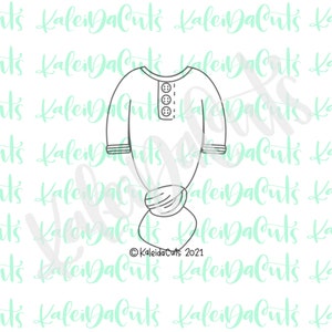 May include: A black and white line art illustration of a onesie with a face mask. The onesie has a button closure and long sleeves. The text "KaleidaCuts 2021" is at the bottom of the image.