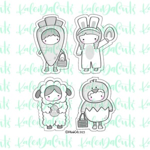 Easter Kids in Costume Set of 4 Cookie Cutters