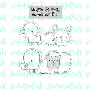 Modern Spring Animal Set of 4 Cookie Cutters