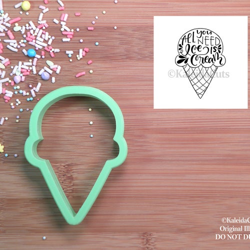 Single Scoop Ice Cream Cone Cookie Cutter or Fondant Cutter Etsy