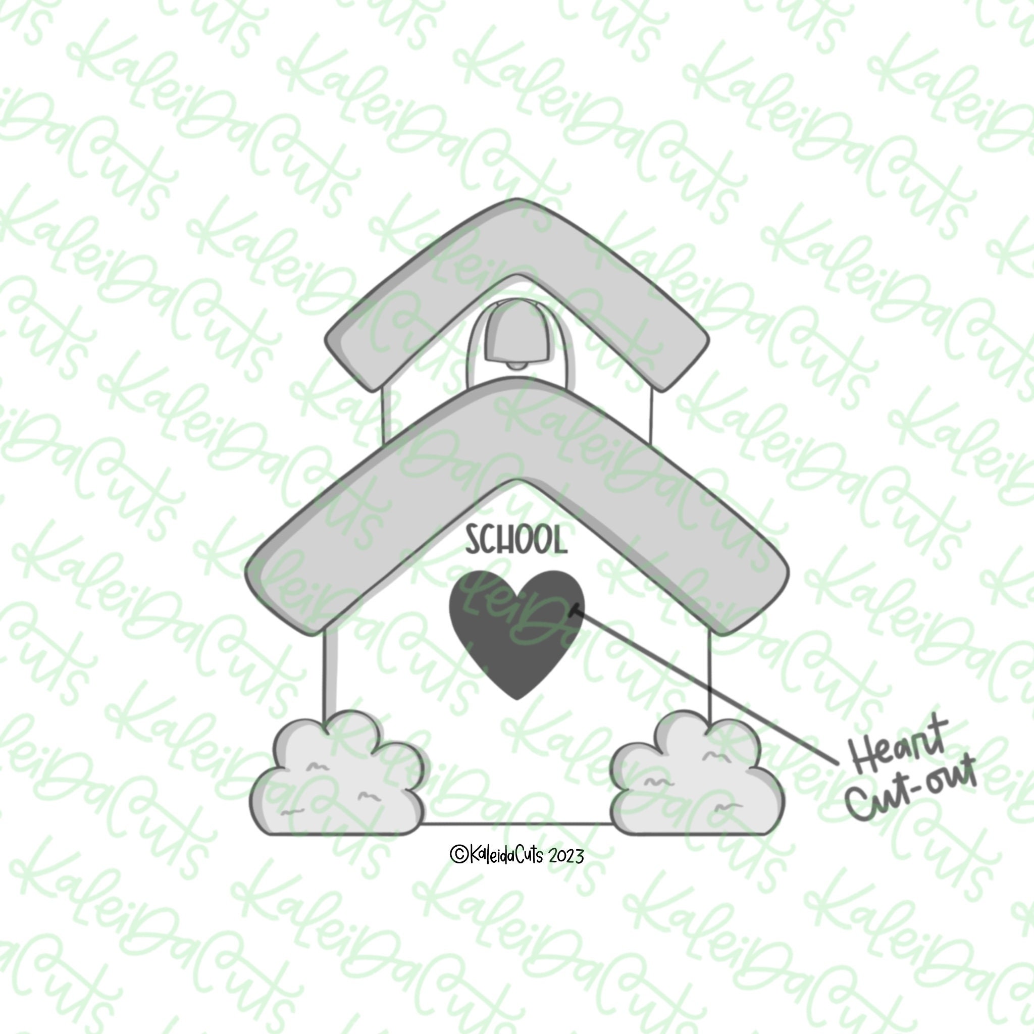 School House Heart Cutout Cookie Cutter