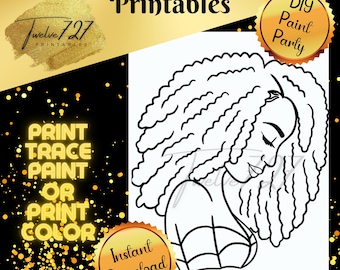 DIY Paint Party / Pre-drawn / Outline Canvas / Adult Painting / Paint & Sip / DIY Paint Party / Pre-Drawn / African American Coloring Pages