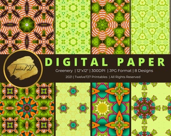 Greenery - Digital Papers  | Clip Art | Instant Download | Digital Art | Digital Design | Black Art | Stickers | Digital Paper |