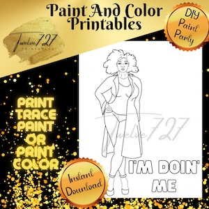 DIY Paint Party / Pre-drawn / Outline Canvas / Adult Painting / Paint & Sip / DIY Paint Party / Pre-Drawn / African American Coloring Pages