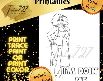 DIY Paint Party / Pre-drawn / Outline Canvas / Adult Painting / Paint & Sip / DIY Paint Party / Pre-Drawn / African American Coloring Pages