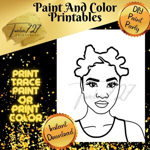 DIY Paint Party / Pre-drawn / Outline Canvas / Adult Painting / Paint & Sip / DIY Paint Party / Pre-Drawn / African American Coloring Pages