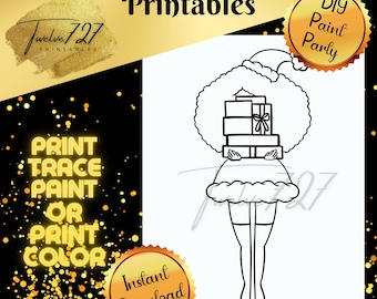 DIY Paint Party / Pre-drawn / Outline Canvas / Adult Painting / Paint & Sip / DIY Paint Party / Pre-Drawn / African American Coloring Pages