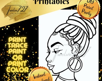 DIY Paint Party / Pre-drawn / Outline Canvas / Adult Painting / Paint & Sip / DIY Paint Party / Pre-Drawn / African American Coloring Pages