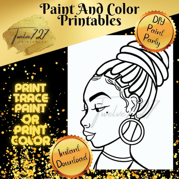 DIY Paint Party / Pre-drawn / Outline Canvas / Adult Painting / Paint & Sip / DIY Paint Party / Pre-Drawn / African American Coloring Pages