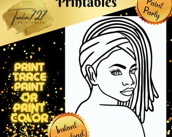 DIY Paint Party / Pre-drawn / Outline Canvas / Adult Painting / Paint & Sip / DIY Paint Party / Pre-Drawn / African American Coloring Pages