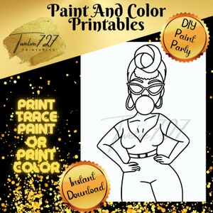 DIY Paint Party / Pre-drawn / Outline Canvas / Adult Painting / Paint & Sip / DIY Paint Party / Pre-Drawn / African American Coloring Pages