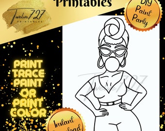DIY Paint Party / Pre-drawn / Outline Canvas / Adult Painting / Paint & Sip / DIY Paint Party / Pre-Drawn / African American Coloring Pages