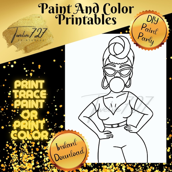 DIY Paint Party / Pre-drawn / Outline Canvas / Adult Painting / Paint & Sip / DIY Paint Party / Pre-Drawn / African American Coloring Pages