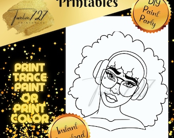 DIY Paint Party / Pre-drawn / Outline Canvas / Adult Painting / Paint & Sip / DIY Paint Party / Pre-Drawn / African American Coloring Pages
