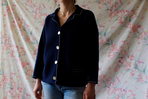 blue button up cardigan