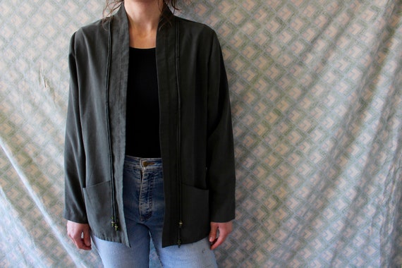 vintage 80s open front light weight blazer jacket