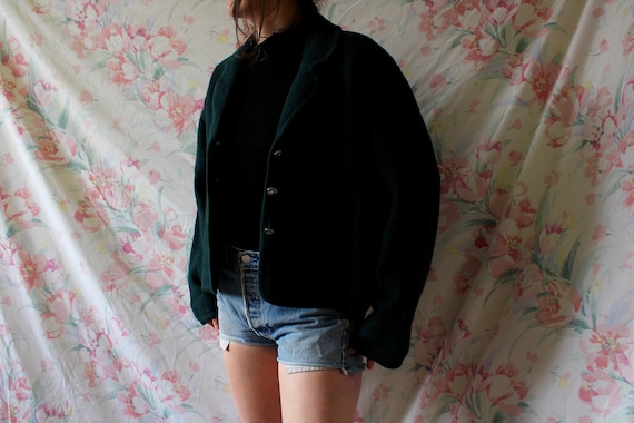 1990s boxy cropped oversized wool jacket blazer -