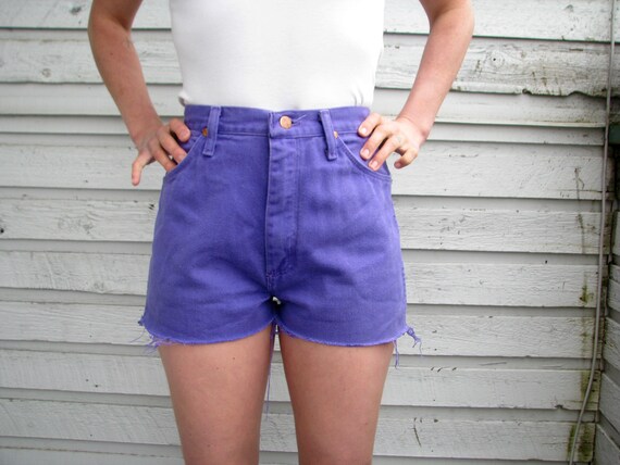 purple jeans shorts