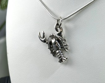 Lobster Pendant Crafted from .925 Sterling Silver with .925 Sterling Silver Chain - Perfect Necklace for Maine and New England Enthusiasts