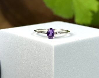 Faceted Purple Maine Amethyst Gemstone from Deer Hill set in Sterling Silver Ring Size 8 - Ethically Sourced and Handmade Jewelry from Maine