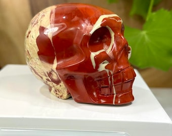 Red Jasper Crystal Skull Carving - Hand Craved and Polished Perfect for Mineral Collectors, Metaphysical Use, and Home Decor 20% OFF SALE