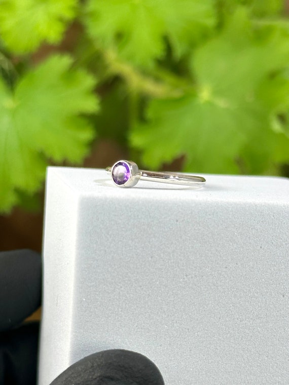 Faceted Purple Maine Amethyst Gemstone from Deer Hill set in Sterling Silver Ring Size 4 - Ethically Sourced and Handmade Jewelry from Maine View 3