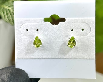 Peridot Faceted Teardrop Stud Earrings set in Sterling Silver Ethically Mined in Arizona Jewelry was Crafted/Handmade in the US 20% OFF SALE