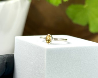 Faceted Citrine Crystal set in Sterling Silver Ring Size 7 - Ethically Sourced Natural Brazilian Gemstone Handmade Dainty Jewelry 20% OFF