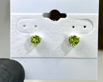 Peridot Faceted Stud Earrings set in Sterling Silver - Ethically Mined in Arizona - Jewelry was Crafted / Handmade in the US - 20% OFF SALE