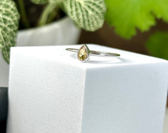 Faceted Citrine Crystal set in Sterling Silver Ring Size 10 - Ethically Sourced Natural Brazilian Gemstone Handmade Dainty Jewelry 20% OFF