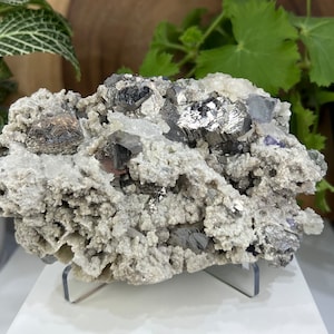 Fluorite Crystals with Arsenopyrite in Matrix from the Hunan Province - Natural Mineral Display Piece Perfect for Collectors and Metaphysics