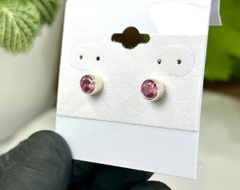 Faceted Pink Maine Tourmaline var. Rubellite Stud Earrings set in Sterling Silver (Newry, ME) .92ct Handmade Jewelry from Maine 20% OFF SALE