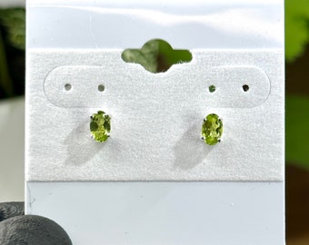 Peridot Faceted Oval Stud Earrings set in Sterling Silver - Ethically Mined in Arizona Jewelry was Crafted Handmade in the US 20% OFF SALE