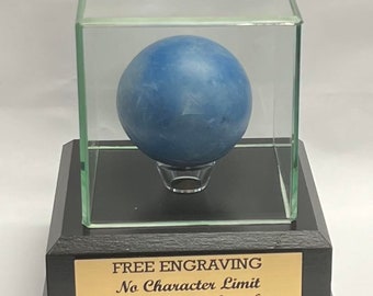 Personalized Lacrosse Ball Display Case: Mahogany or Black Wood Base