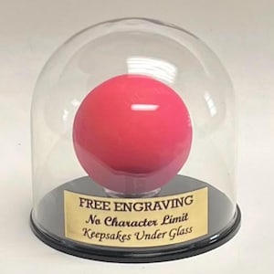 Single Lacrosse Ball Glasvitrine Runde Kuppel mit Basisfarbwahl & frei graviertem Namensschild
