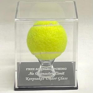 Etched Acrylic Tennis Ball Display Case: Personalized Custom Stand