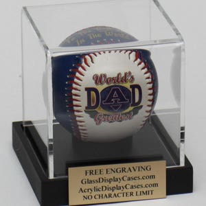 Baseball Personalized Acrylic Display Case - Holder with Custom Black Base - Free Laser Engraved Name Plate