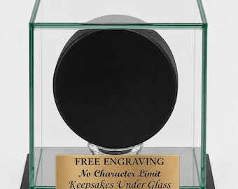 Personalisierter Hockeypuck aus Glas – Gravierte Vitrine