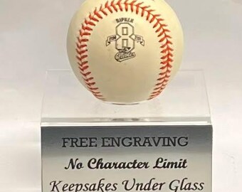 Présentoir de baseball en acrylique avec support encastré pour objets de collection personnalisés et gravés de baseball