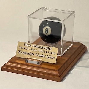 Personalized Billiard - Pool Ball 8 Ball Display Case: Solid Cherry Base