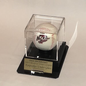 Baseball Acryl - Vitrine mit Gravur, schwarzer Achteck-Basis und benutzerdefiniertem Ständer