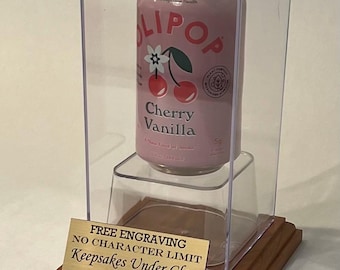 Vitrine personnalisée en acrylique pour canettes de bière pour un format standard de 12 oz : base en cerisier massif